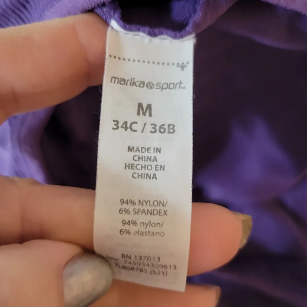 Marika Sport Bra Sz Medium 34/C Purple